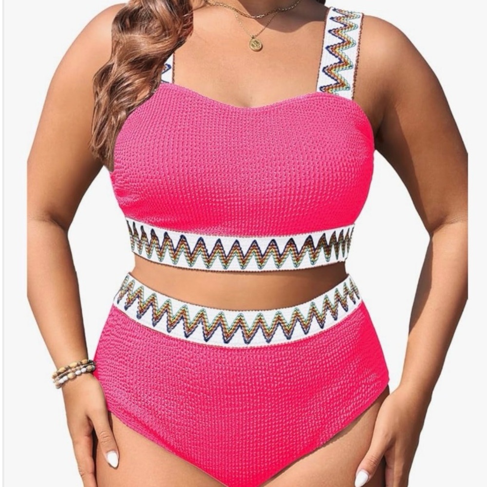 Vibrant Red Zigzag Bikini Set